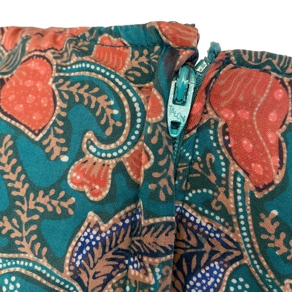 Vintage 70s Talon Blue Sleeveless V Neck Back Zip Slit Floral Dress small 4 - Picture 10 of 16